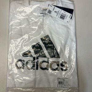 Adidas White and Black Logo Tee
